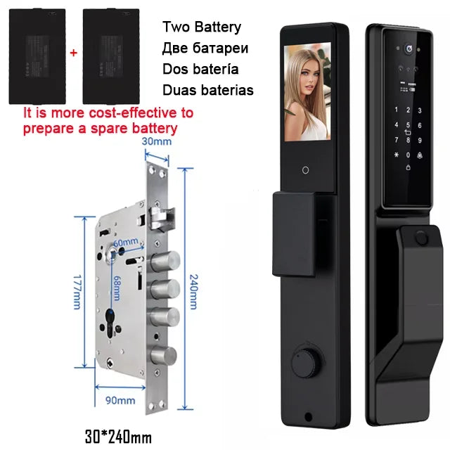 X26 Secure™ Smart Door Lock with 3D Face Recognition, Fingerprint & Built-In Camera