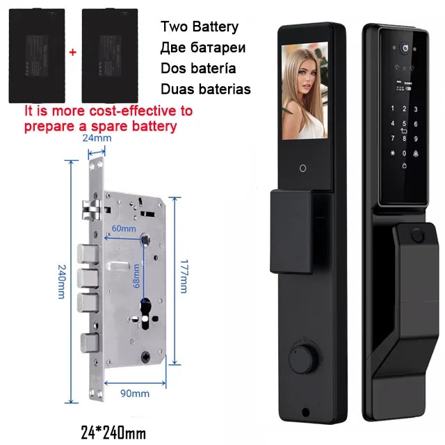 X26 Secure™ Smart Door Lock with 3D Face Recognition, Fingerprint & Built-In Camera