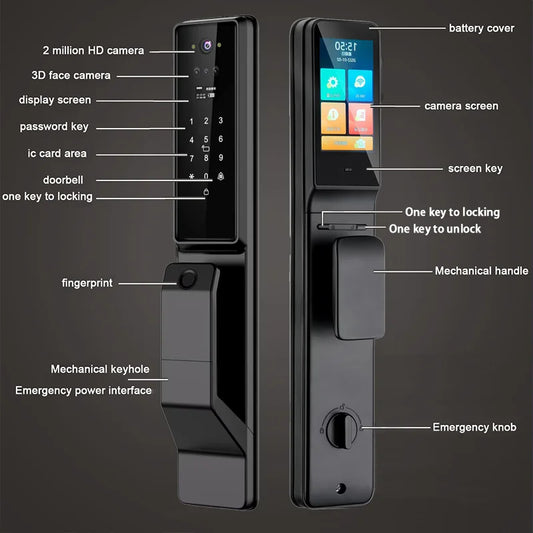 X26 Secure™ Smart Door Lock with 3D Face Recognition, Fingerprint & Built-In Camera
