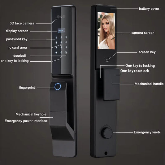 X26 Secure™ Smart Door Lock with 3D Face Recognition, Fingerprint & Built-In Camera